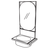 Washbasin with framework, mirror and side towel rail rightleft